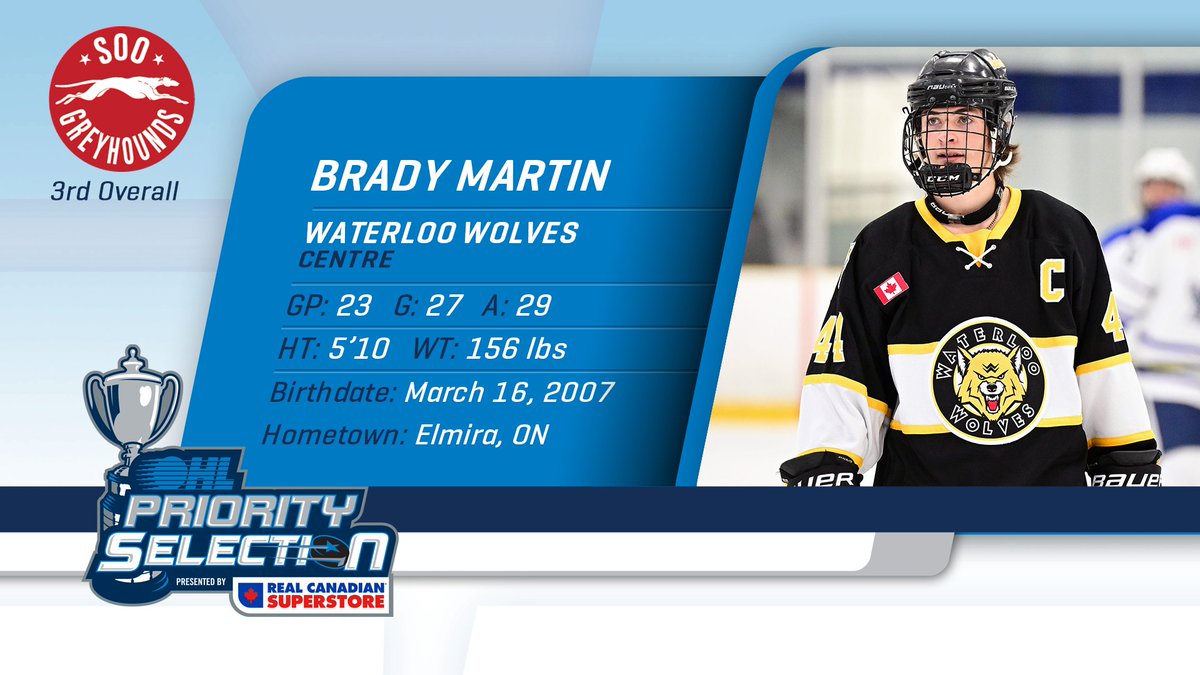 Congrats Brady Martin!

<a href="/OHLHoundPower/">Soo Greyhounds</a> makes the <a href="/WaterlooU16/">Waterloo U16 AAA</a> captain the third overall pick of the 2023 #OHLDraft. bit.ly/40wSdvY