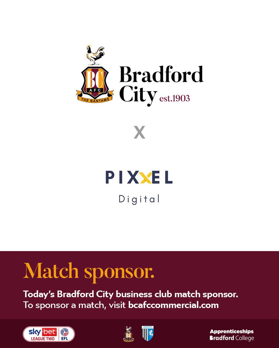 officialbantams's tweet photo. 🤝 | Thanks to this afternoon's matchday sponsors... 

✌️ | Executive Match Sponsors: @TLDallasGroup and @atmeventsuk 
💼 | #BCAFC Business Club Matchday Sponsors: @PixxelDigital1 and Crystal Clear Bi-Folds

💻 | Enquire: https://t.co/fd4mnQ1pIU https://t.co/tl8xZBYUYN