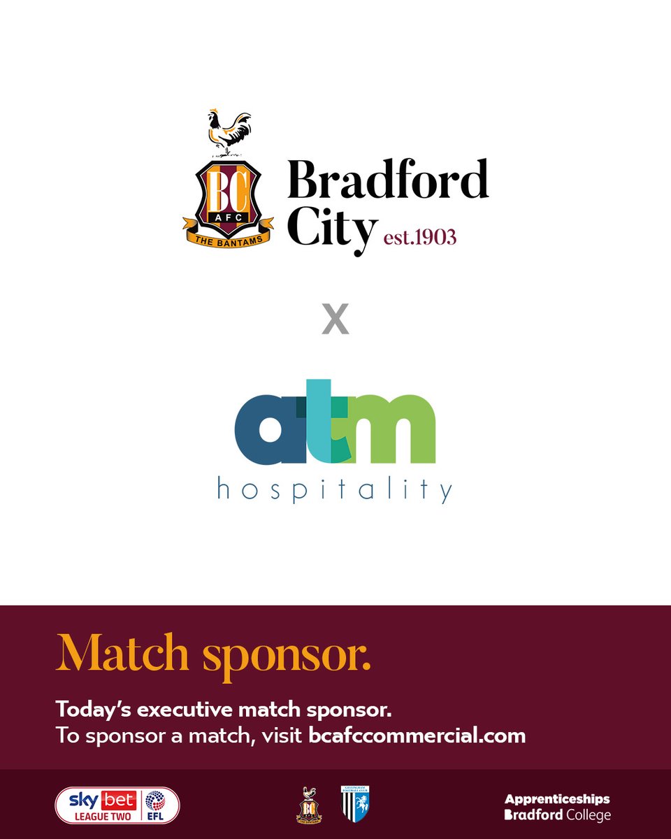 officialbantams's tweet photo. 🤝 | Thanks to this afternoon's matchday sponsors... 

✌️ | Executive Match Sponsors: @TLDallasGroup and @atmeventsuk 
💼 | #BCAFC Business Club Matchday Sponsors: @PixxelDigital1 and Crystal Clear Bi-Folds

💻 | Enquire: https://t.co/fd4mnQ1pIU https://t.co/tl8xZBYUYN