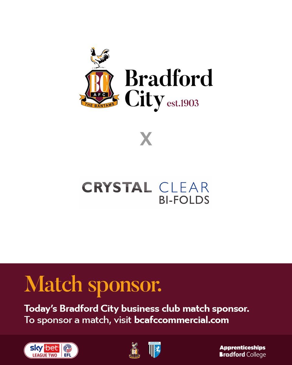 officialbantams's tweet photo. 🤝 | Thanks to this afternoon's matchday sponsors... 

✌️ | Executive Match Sponsors: @TLDallasGroup and @atmeventsuk 
💼 | #BCAFC Business Club Matchday Sponsors: @PixxelDigital1 and Crystal Clear Bi-Folds

💻 | Enquire: https://t.co/fd4mnQ1pIU https://t.co/tl8xZBYUYN