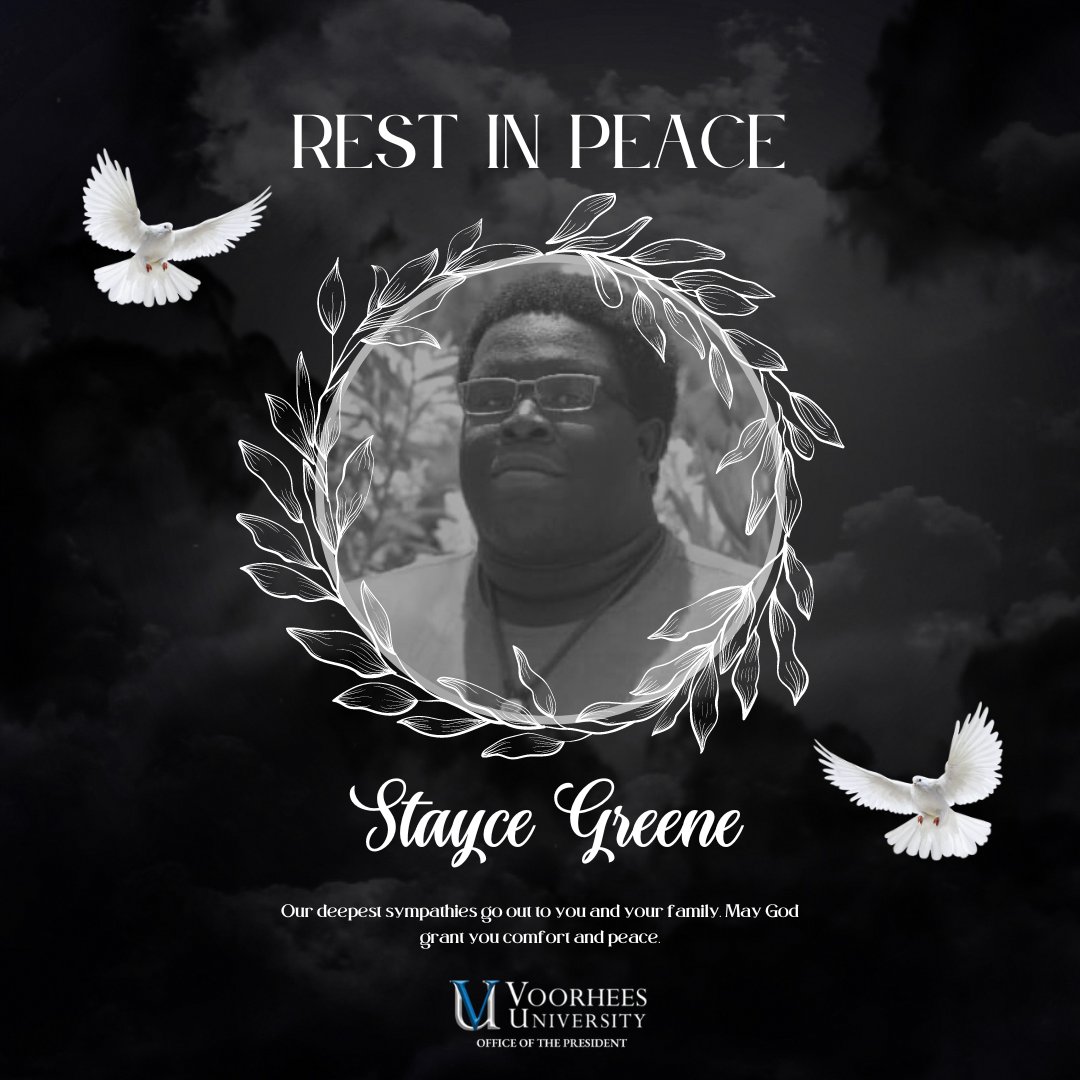 We're devastated by the loss of Stayce Greene, a cherished Voorhees alum &amp; former employee. Our hearts go out to his loved ones &amp; all who knew his kindness &amp; dedication. Stayce embodies the Voorhees spirit &amp; his legacy will inspire us forever. Rest in peace, Mr. Greene. 🕊️