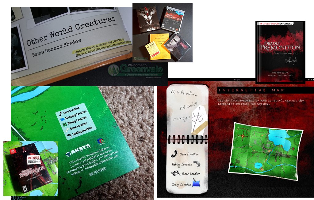 Chemi_Ro's tweet photo. I only have one I can say with confidence: Deadly Premonition
- 1k+ hours played
- dedicated fan site
- own like 25 copies (various platforms/regional releases)
- hours of video content made
- my site's character profiles and town map were used in two separate collector releases https://t.co/w2bL6gOptM