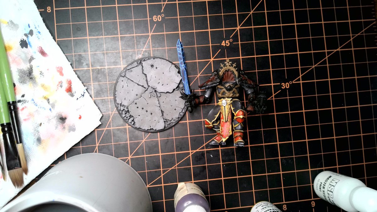 Mazamune1's tweet photo. Blade and Legs done, keeping doing my best to keep moving along. Battle Sister Exosuit from @onepagerules and paints from @reapermini. https://t.co/Zoz29VpCkO