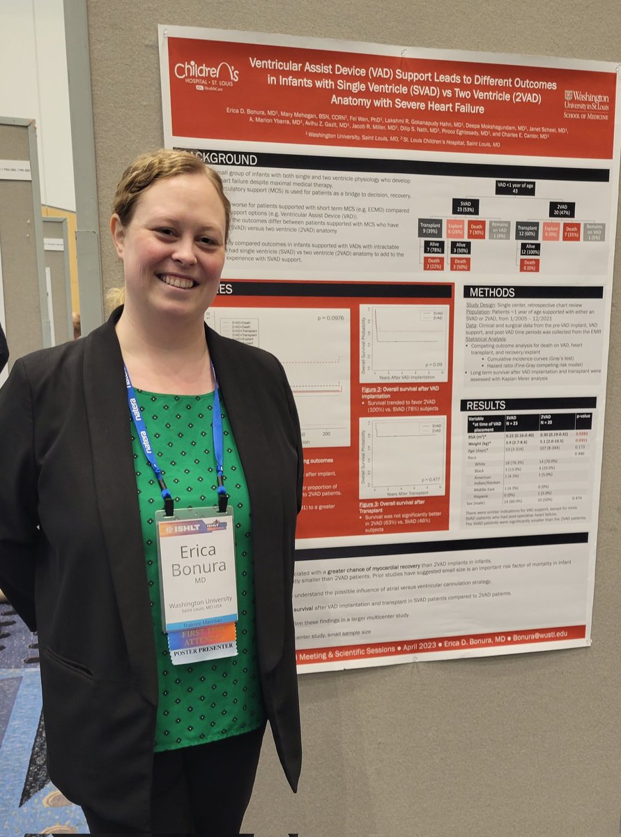 Congrats to Dr Erica Bonura, our current Advanced Heart Failure and Transplant fellow, for presenting her work on VAD outcomes for patients with congenital heart disease <a href="/ISHLT/">The ISHLT</a>! #CHD #VAD
