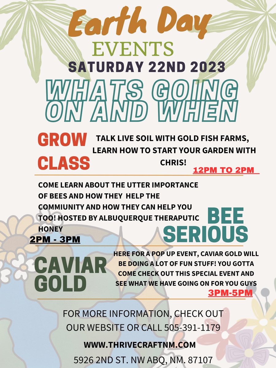 thrivecraftnm's tweet photo. EARTH DAY EVENTS for tomorrow! 🌏🌳
Earth. Our home!
Here at Thrive, we try to do our part.
We use glass containers, or biodegradable bags to try and alleviate plastic build up.
We recycle our jars! Save the world one nug jar at a time 🫙♻️! 
Bring them back &amp; we share the love💚 https://t.co/EKc3bt3jyw