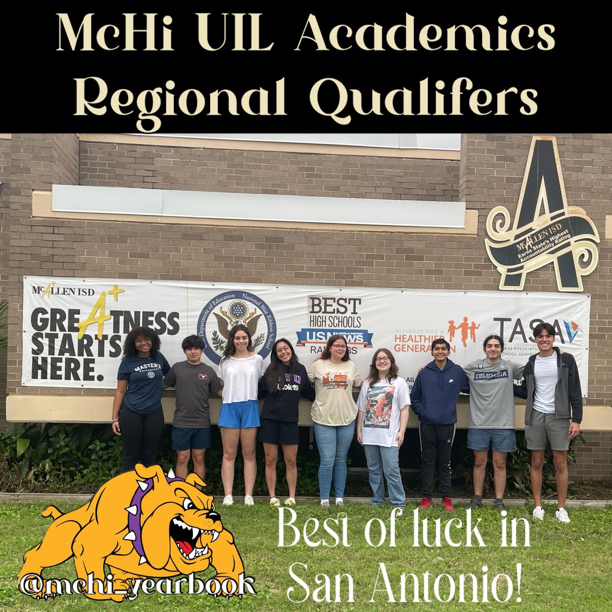 Wishing our students the best of luck at Regional Competition for UIL Academics! Congratulations on making it to this level! <a href="/McHiPride/">Dr. Albert Canales</a> <a href="/McAllenISD/">McAllen ISD</a> <a href="/McallenHigh/">McAllen High School</a> <a href="/McHiUIL/">McHi UIL Academics</a>