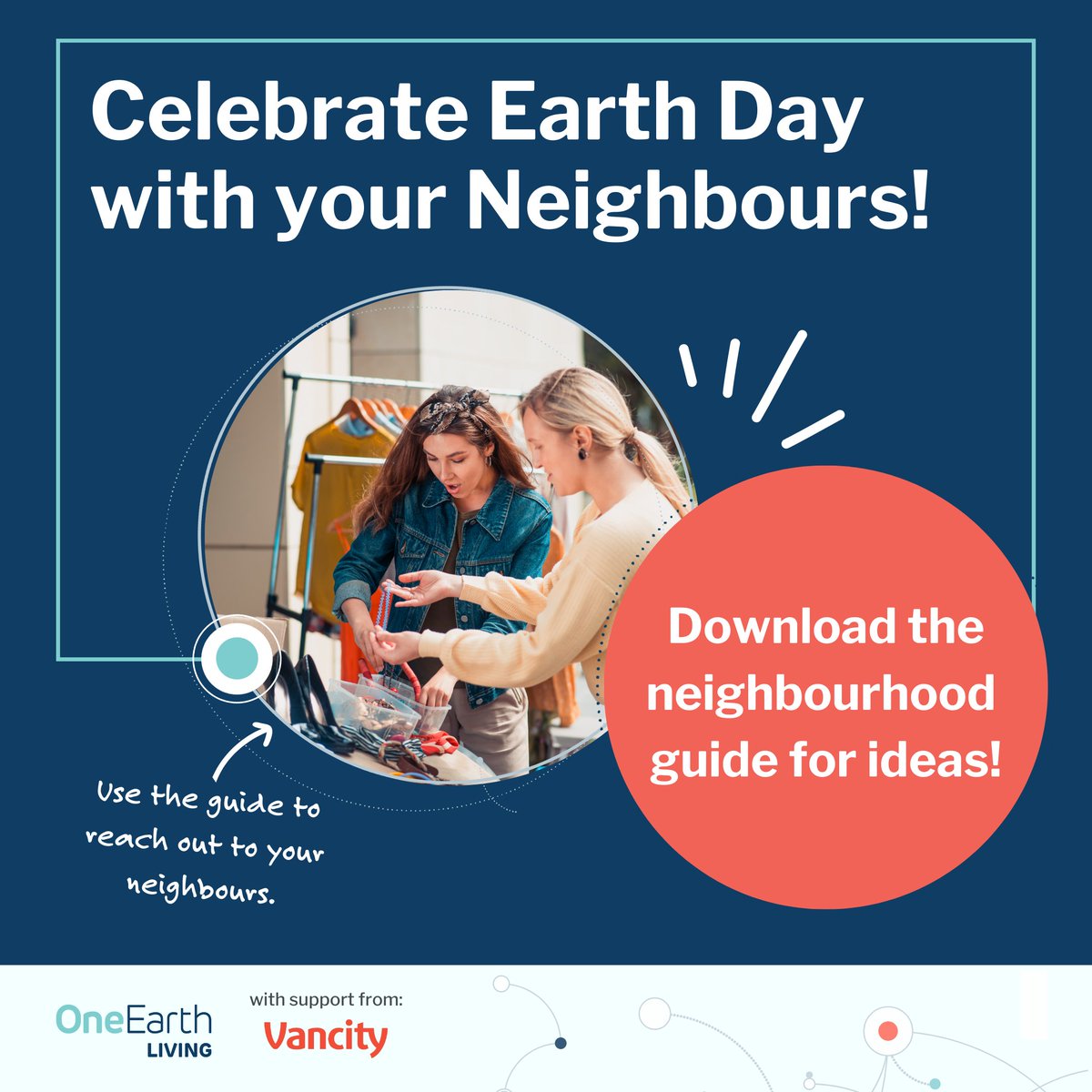 This Earth Day, explore our neighbourhood guide for ideas to engage your neighbours in planet-friendly activities! You’ll find lots of fun and inspiring actions that you and your community can take to advance lighter living.
Download the Guide: 
oneearthliving.org/wp-content/upl…