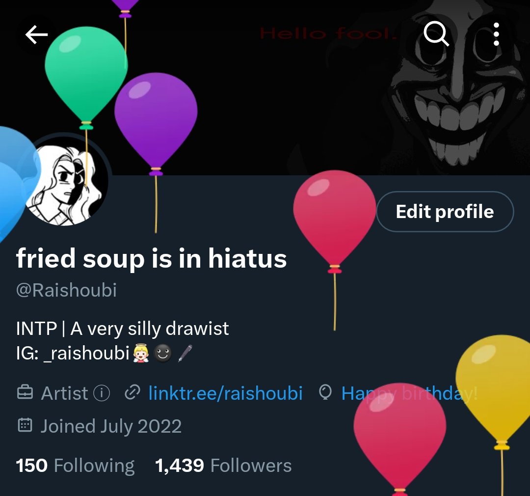 Raishoubi's tweet photo. 04/22/23

This silly user has taken another year closer to their 🪦🪦 https://t.co/QyngRUv8Dt