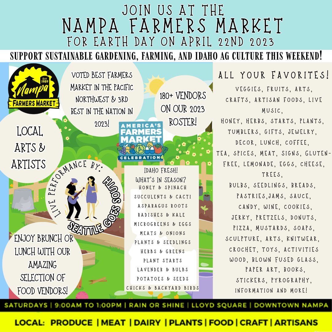 NampaFM's tweet photo. Join us tomorrow, April 22, 2023 for #EarthDay and celebrate #Idaho #Agriculture #Gardening and #Farming #The208 #Idahome #TreasureValley #NampaFM https://t.co/IbUVlz7f82