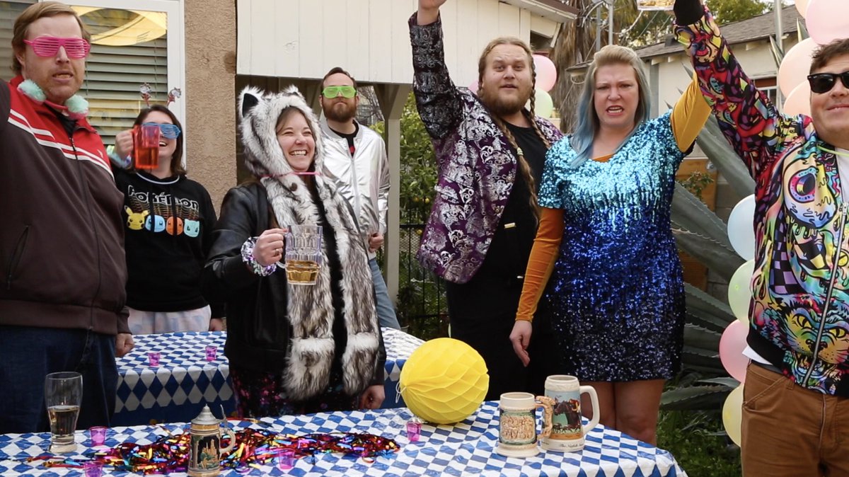 Christy_StJohn's tweet photo. WTF? You ask! It’s a GERMAN TECHNO DANCE PARTY 🪩 I directed and edited this wacky music video and still giggle at all the random stuff we managed to squeeze in. Help out my directing career by watching, liking, commenting &amp; subscribing 🕺🏽 https://t.co/5UICmuSbfN https://t.co/cyFQFVAKn8