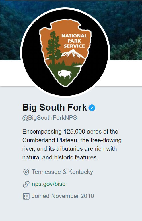 BigSouthForkNPS's tweet photo. As our "official" designation @Twitter blue check mark has vanished, a quick note on best ways to confirm the identity of government Twitter accounts around you. https://t.co/SSEK2t9SDR