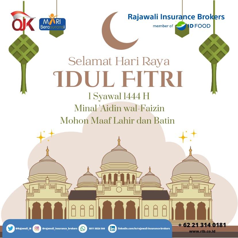 Rajawali_IB's tweet photo. Dewan Komisaris, Direksi, Karyawan PT Rajawali Insurance Brokers mengucapkan Selamat Hari Raya Idul Fitri 1 Syawal 1444H Mohon Maaf Lahir dan Batin https://t.co/kY2NyuczR7