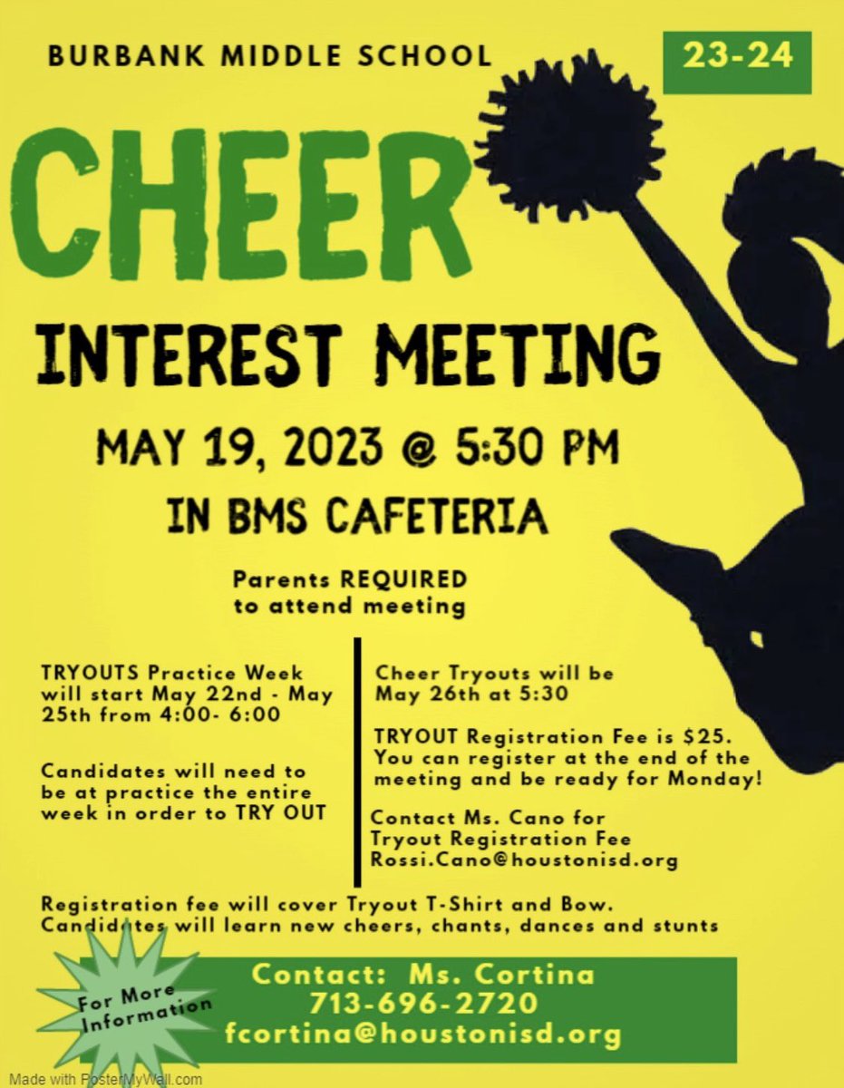 📣 Cheer Interest Meeting! 📣
Make sure to check it out!