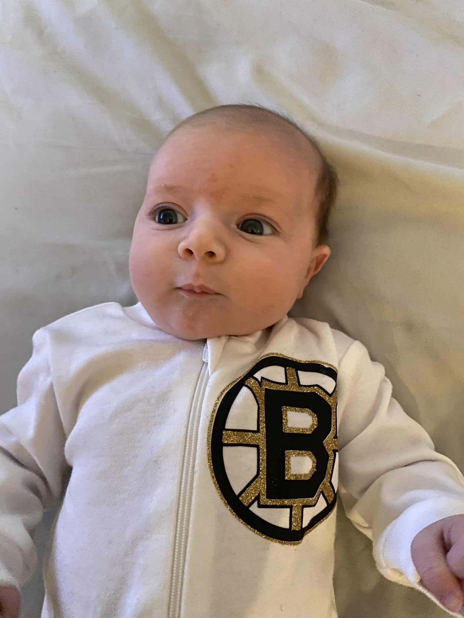 My one month old is ready for a win tonight! #NHLBruins https://t.co/fNHGQrESAf
