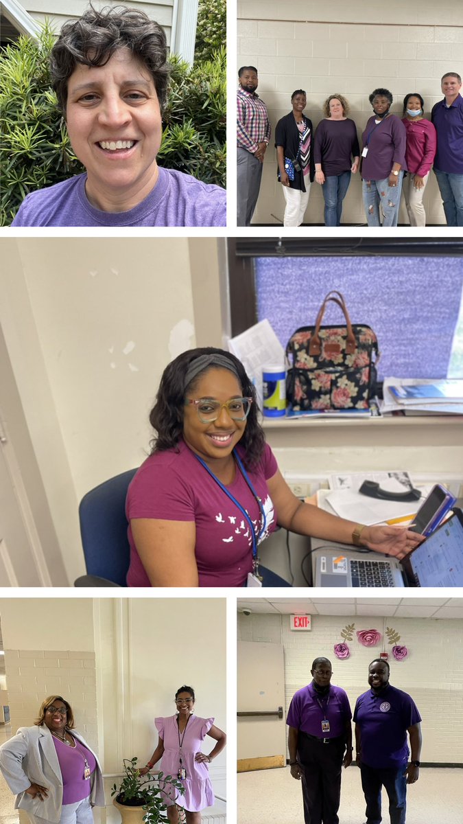 Today we did a thing , we “purpled” up in support of Military Kids’ Day. From head to toe, we are the (Purple) hues of Hand. #Collegiality #Collaboration #R1Strong <a href="/HandMiddleSC/">Hand Middle School</a>