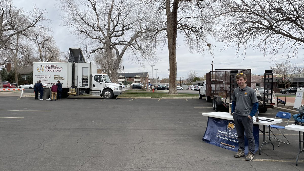 UNCO_InfoSec's tweet image. The 2023 UNC Earthweek ShredFest was a success!300+ ecycle items and 800+ lbs of paper items shred. Good turn out for a chilly day. Thank you @StudentLeaf for partnering with us!
#Earthweek #UNCBears @UNC_Colorado @ChelsioRomulo

unco.edu/cybersecurity/…

Unco.edu/studentleaf