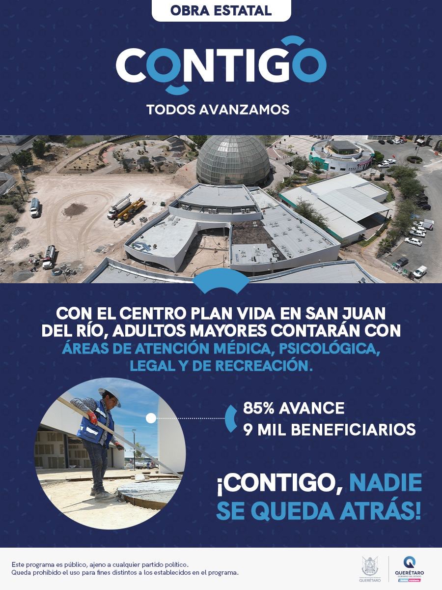 makugo's tweet photo. Para que nadie se quede atrás, llevamos obras a todos los municipios del estado. En San Juan del Río los adultos mayores contarán con un espacio especial para ellos, con atención médica y actividades de recreación.
#CONTIGO seguiremos llevando más infraestructura, para llegar juntos al siguiente nivel. 🧓💙👵