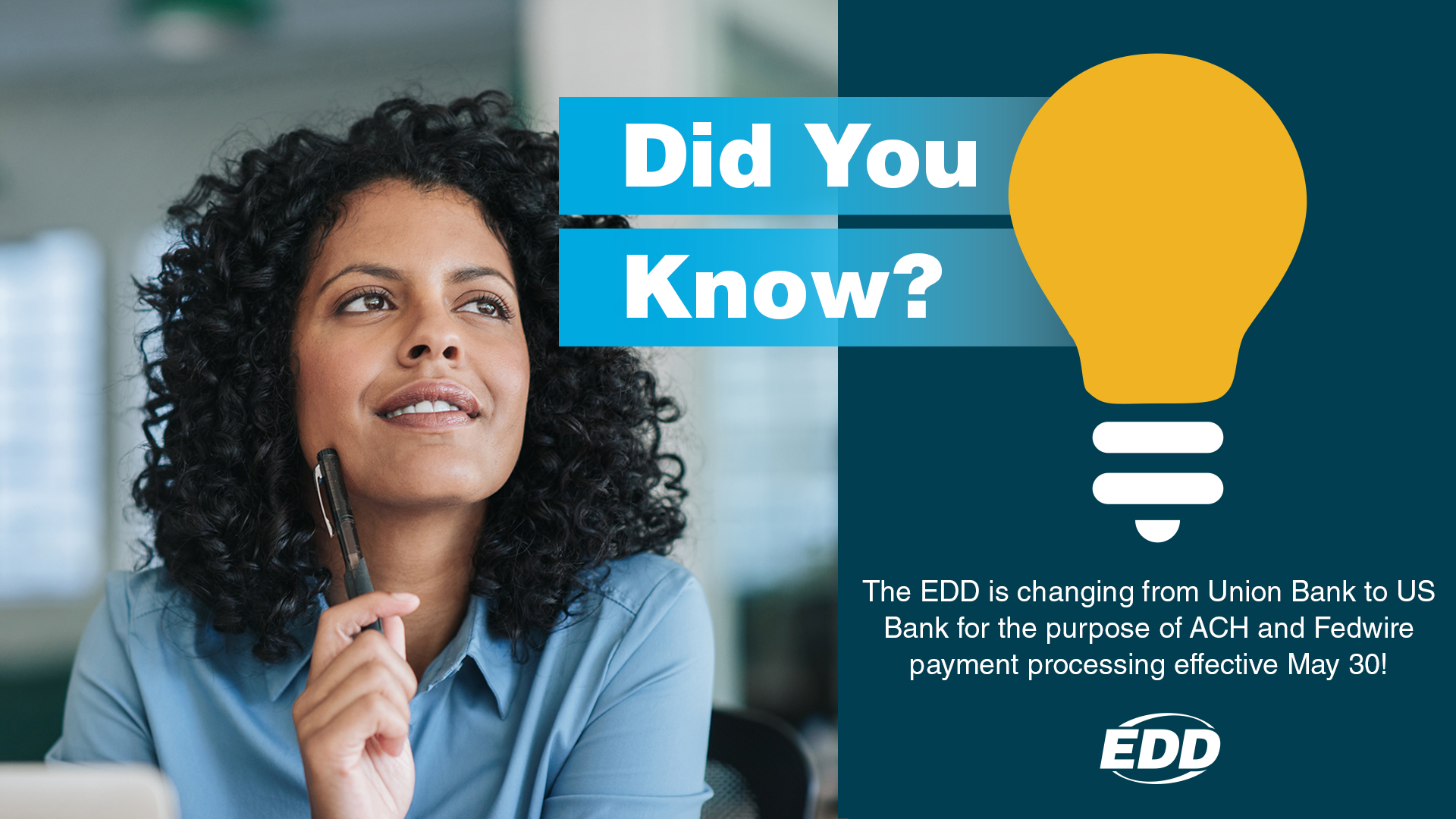 EDD on Twitter "Attention employers! 🔔 The EDD’s bank for processing