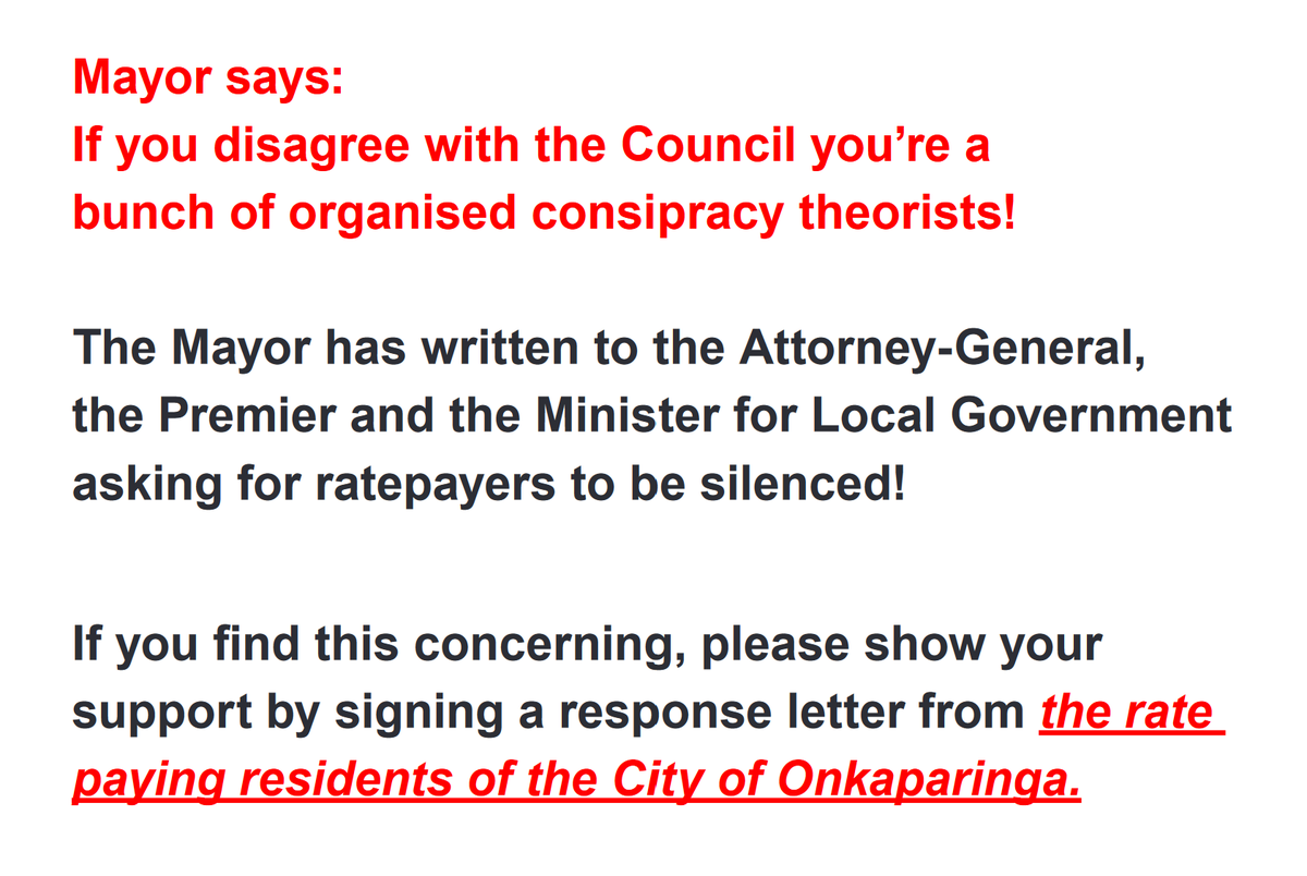 MarkNeugebaue13's tweet photo. 1/
🚨 Urgent - Democracy under Threat 🚨
🚨Attention -  Rate payers and Residents of the City of Onkaparinga South Australia 🚨

This should concern every Australian, Councils have been weaponised against residents raising legitimate concerns.
@MLCGame @ArbonUap @SenatorAntic https://t.co/IqJVLzQABz