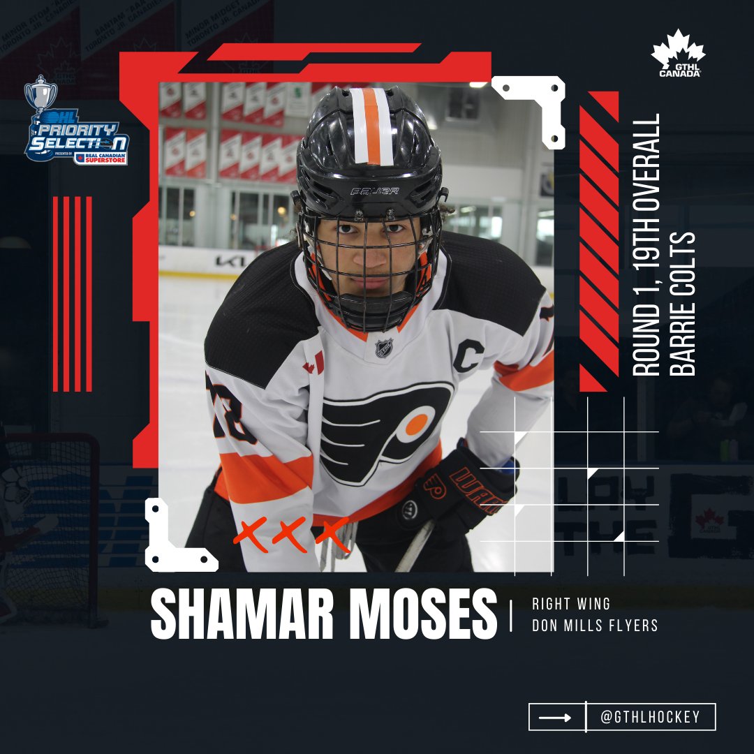 Congratulations to Shamar Moses, the 19th overall pick in the 2023 <a href="/OHLHockey/">Ontario Hockey League</a> Priority Selection to the Barrie Colts! 🐎

<a href="/DMFlyersAAA/">Don Mills Flyers</a> | <a href="/OHLBarrieColts/">Barrie Colts</a> | #OHLDraft
