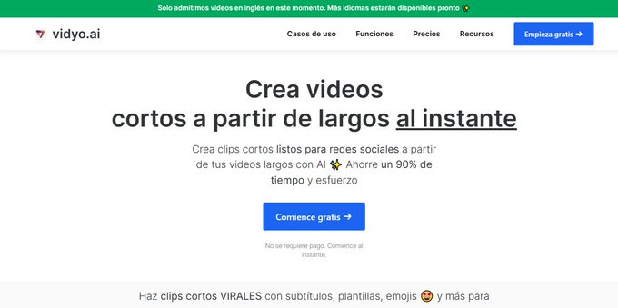 copyelpadrino's tweet photo. 5. Vidyo AI
 
Acorta tus vídeos largos en unos pocos clics.  

Crea Reel/Short y TikTok con IA.

Perfecto para su negocio online

https://t.co/2LaFmIoUhq https://t.co/XsaqhxbtuQ