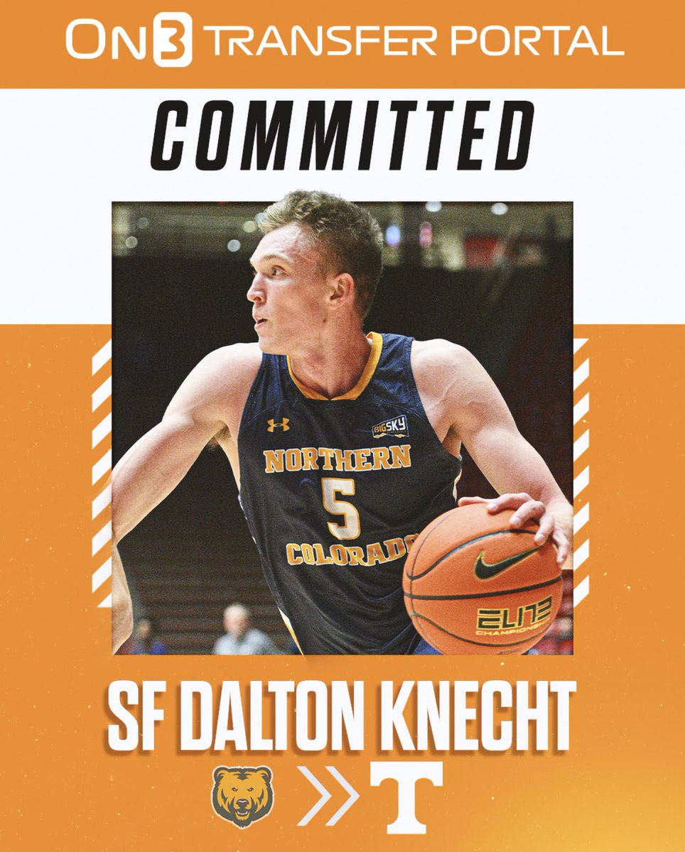 Volquest_On3's tweet photo. Northern Colorado transfer wing Dalton Knecht commits to Tennessee

https://t.co/8tJ43Wfo2o https://t.co/Nw3f6O5Uih
