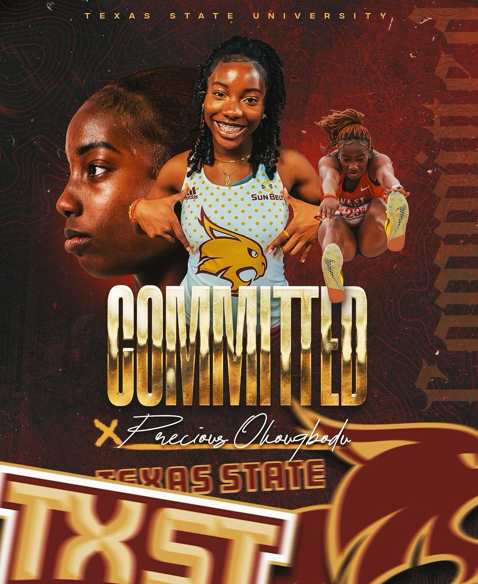 pree_okougbodu's tweet photo. 100% COMMITTED #gobobcats ♥️🐾

@TXStateTrack @coachktxst 
@mesquiteisdATH @_CoachMitchell @AlexHochstedler @Coach_Sandoval1 @freshazitgets @JUMPSmartTexas @CoachT_Jernigan https://t.co/LoZHaBNzz3