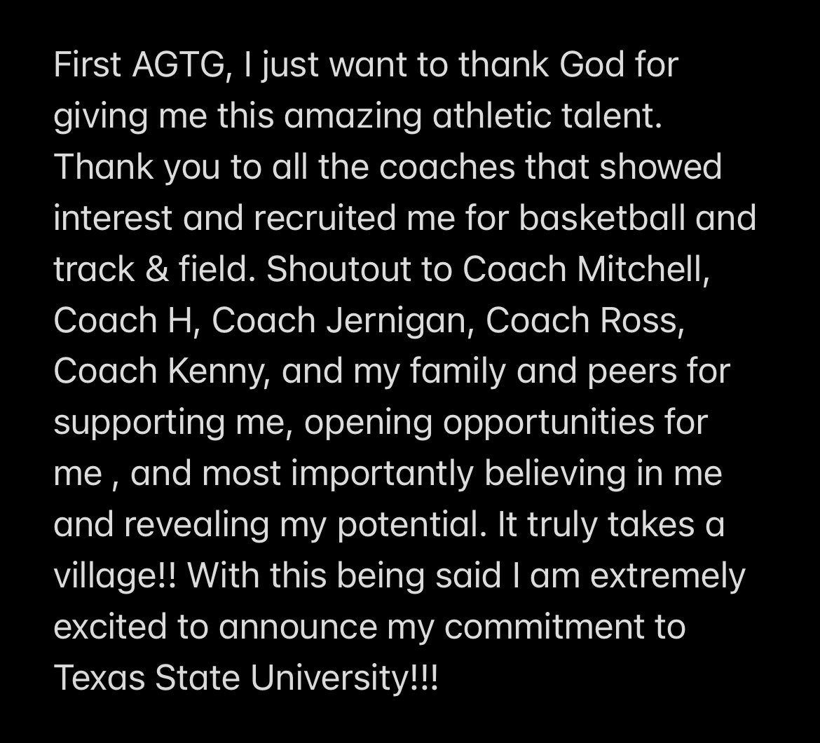 pree_okougbodu's tweet photo. 100% COMMITTED #gobobcats ♥️🐾

@TXStateTrack @coachktxst 
@mesquiteisdATH @_CoachMitchell @AlexHochstedler @Coach_Sandoval1 @freshazitgets @JUMPSmartTexas @CoachT_Jernigan https://t.co/LoZHaBNzz3