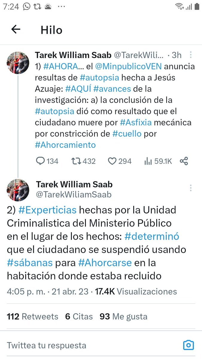 zulayv48's tweet photo. @MarioChavez_VE El fiscal primero dijo que se ahorcó con los cordones de los zapatos, cuando se vio en los videos que tenía los zapatos sin cordones entonces cambió la versión y ahora dice que fue con las sábanas.🤔 https://t.co/pQ0fMtEI4T