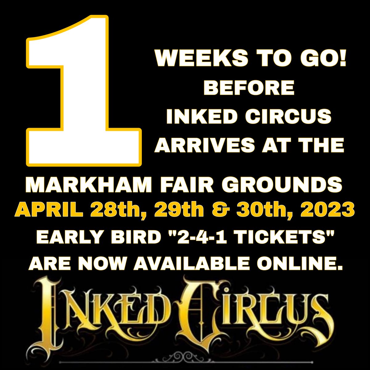 PrimalAttitude's tweet photo. Inked Circus Markham Is 1 Week Away! - https://t.co/eQCmVymgB9 https://t.co/Snf87cfs7e