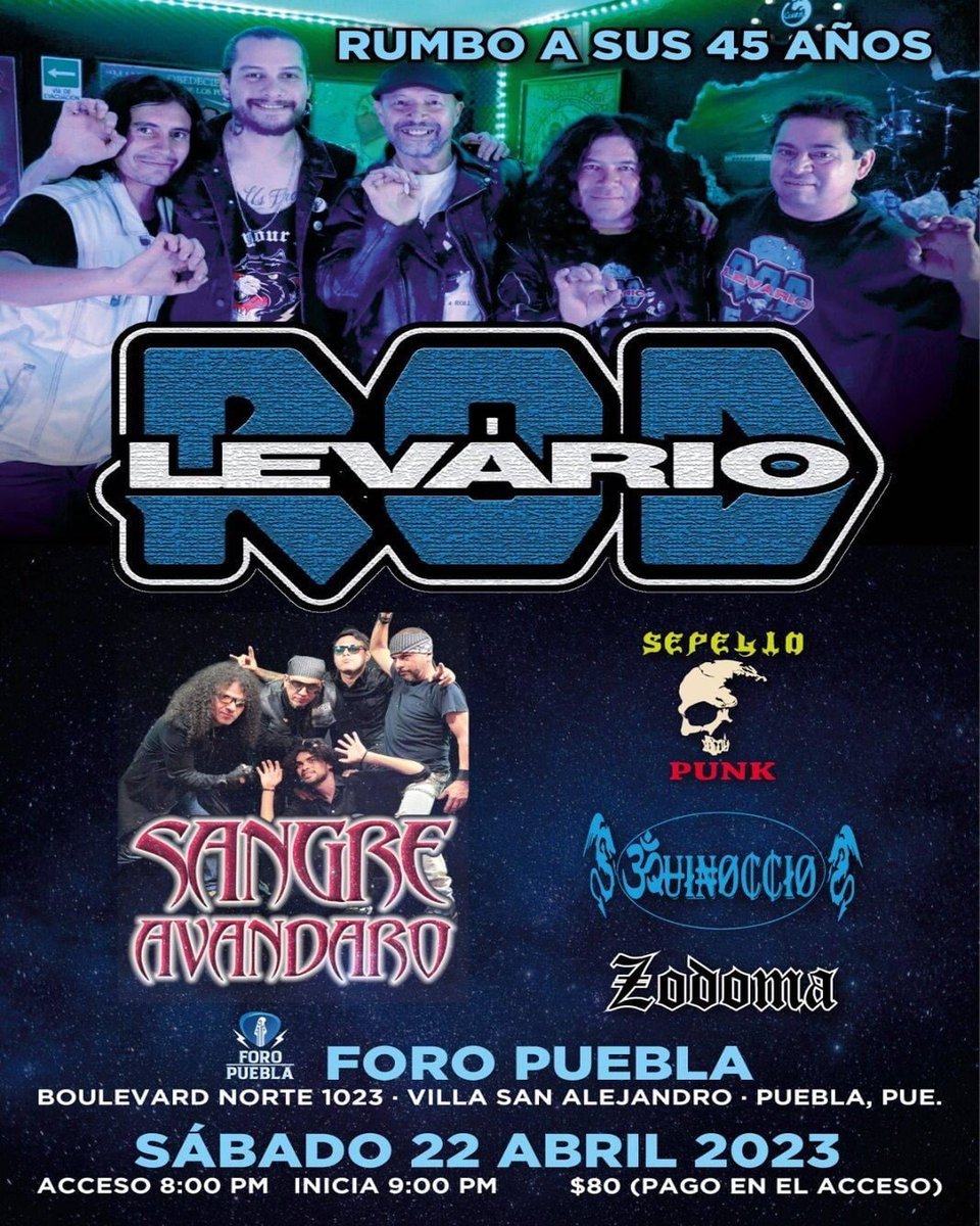 Rock_Urbano's tweet photo. 22 Abril 2023 / Foro Puebla / Puebla / 9PM
RUMBO A SUS 45 AÑOS
Rod Levario (@ROD_LEVARIO)
Sangre Avandaro
Sepelio Punk
Equinoccio
Zodoma
#TocadaPuebla #TocadasRockUrbano #RockUrbano #RockNacional #RockMexicano #Puebla #RodLevario #SangreAvandaro #SepelioPunk #Equinoccio https://t.co/IaLSin4Yem