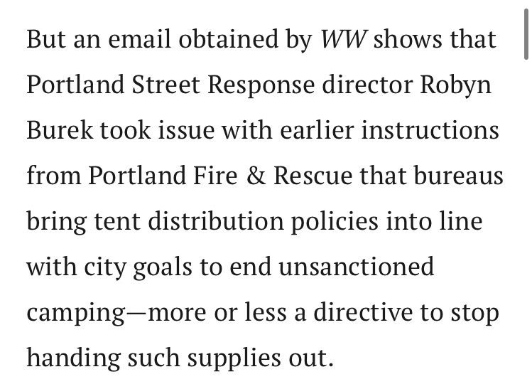 MCQUADEMAZ's tweet photo. @wweek What really blows me away about this article is that @StreetResponse Robyn Burek was the one person behind handing out all the soggy tents around #Portland?
What a joke, that they’ve gotten away with this while @PDXFire ordered her to stop.
Crazy she’s why we’re #WTFPORTLAND https://t.co/oOFkDVySZF