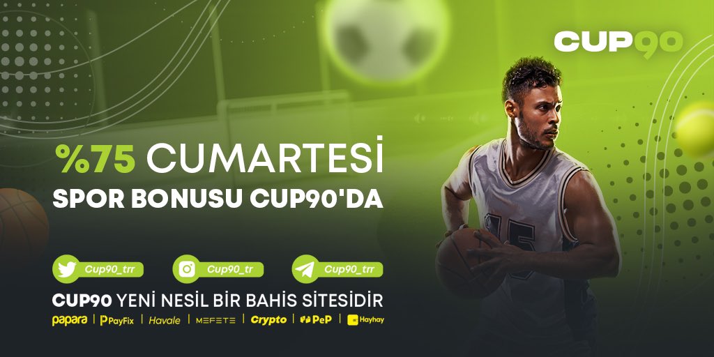 %75 CUMARTESİ SPOR BONUSU CUP90’DA!☄️

🏆CUP90 YENi NESiL BiR BAHiS SiTESiDiR!

Bonus İçin Hemen Üye Ol📨

⇨ bit.ly/cup90_tr ⇦
