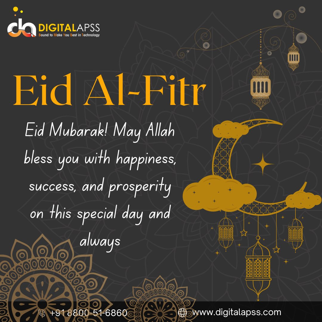digitalapss's tweet photo. Wishing you a joyful Eid filled with love, happiness, and blessings. May this auspicious occasion bring you closer to your family and friends
π https://t.co/D8KNQasMxo π±+91 8800-51-6860 (24x7)
#digitalapss #EidMubarak #EidAlFitr #EidCelebrations https://t.co/ieu7KtrLQ5