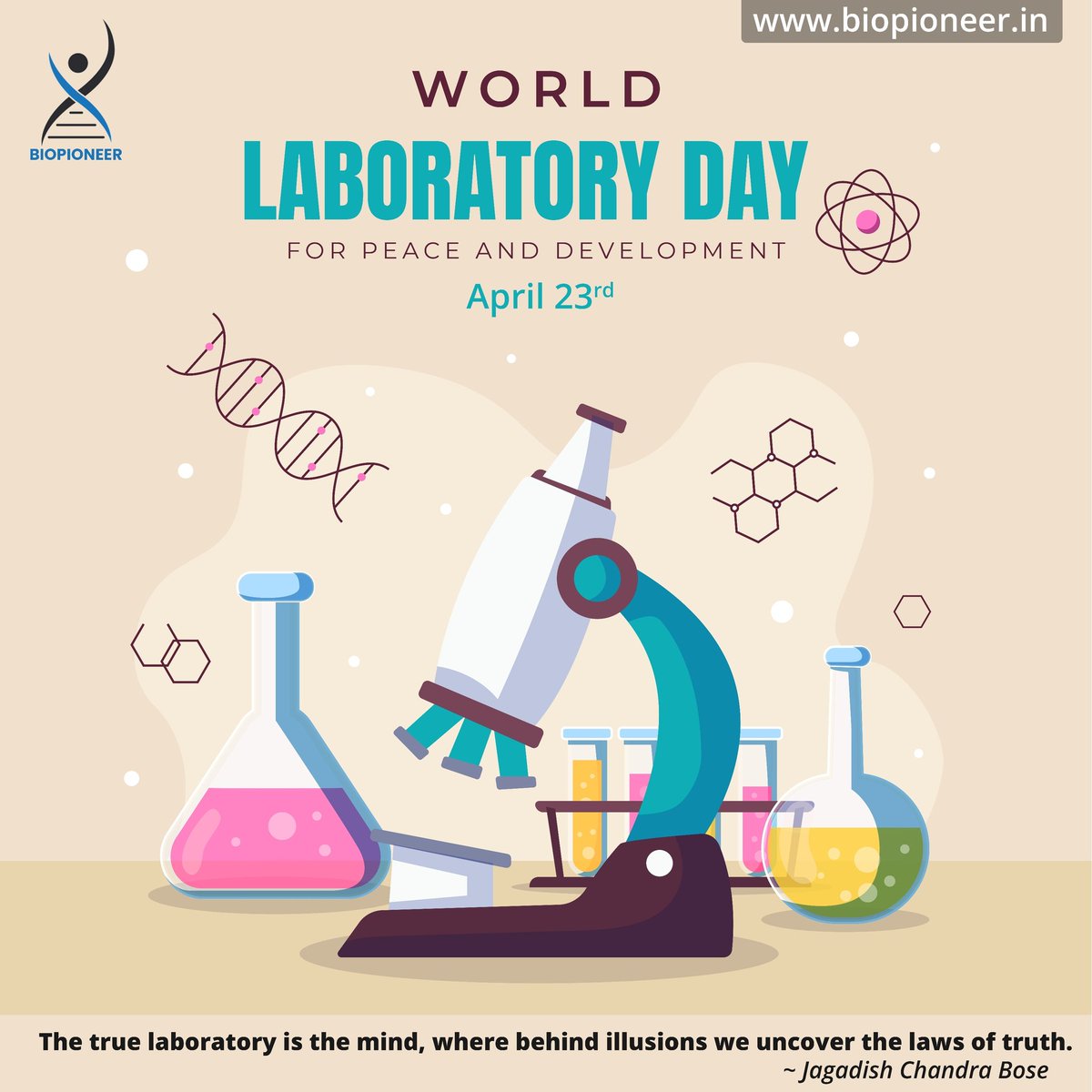 🔬 Happy World Laboratory Day! 

Today, we celebrate the awesome labs around the world where groundbreaking discoveries, life-changing inventions, and brilliant minds worked! 💡

Put on your lab coat, grab your goggles, and let's experiment! 🧪🌎
#Biopioneer #WorldLaboratoryDay