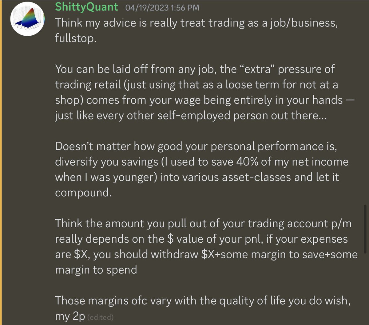 moistjumpshot's tweet photo. Some sound advice from one of my mates on discord @that_nft 

Maybe this is a helpful place to start? He also recommends checking out some of @Trader_Dante’s older works, supposedly he has some good content on this https://t.co/7NXeIXLw8y
