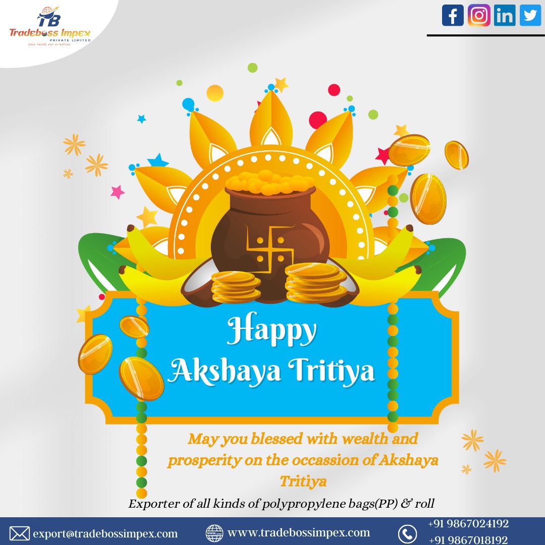 TradebossImpex's tweet photo. wish you and your family Happy Akshaya Tritiya https://t.co/XBNCCA81CV