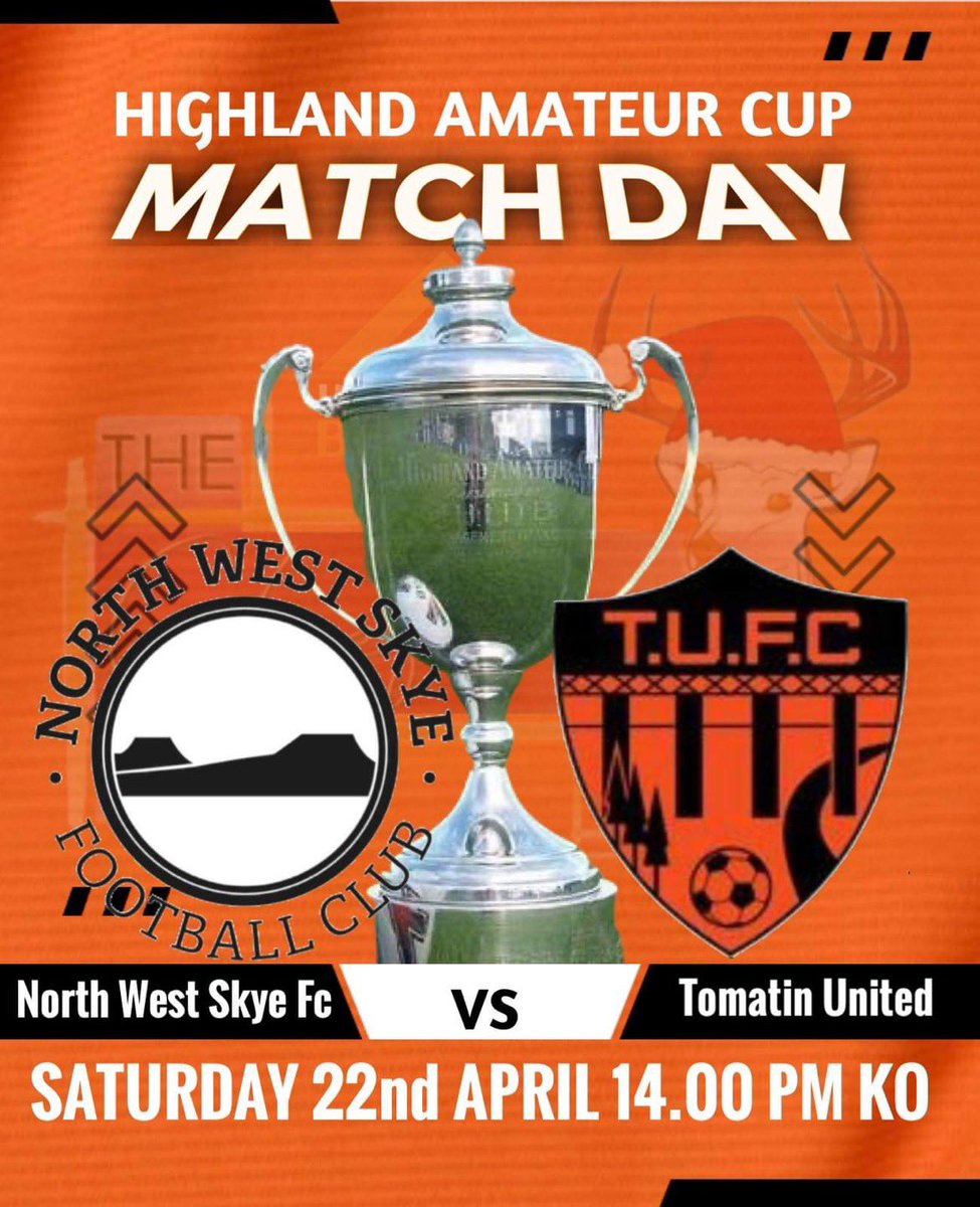 TomatinUnited's tweet photo. Match day 🟠⚫️

🆚 North West Skye
🏆 Highland Amateur Cup
⏰ 2pm kick off
📍 Uig

#TUFC #ItsUnited https://t.co/pwSxFie5Yp