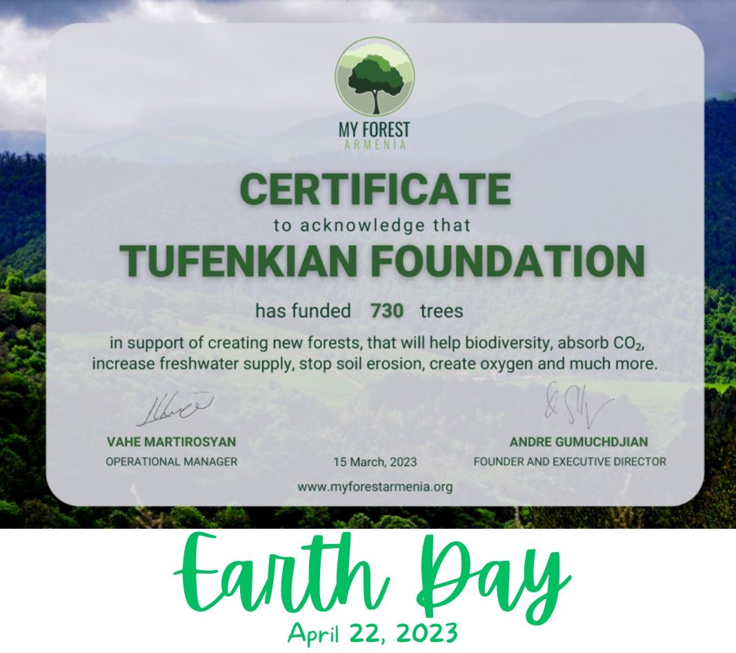 Celebrating #EarthDay2023, the Tufenkian Foundation has partnered with @MyForestArmenia  and funded 730 trees to be planted in #Armenia.