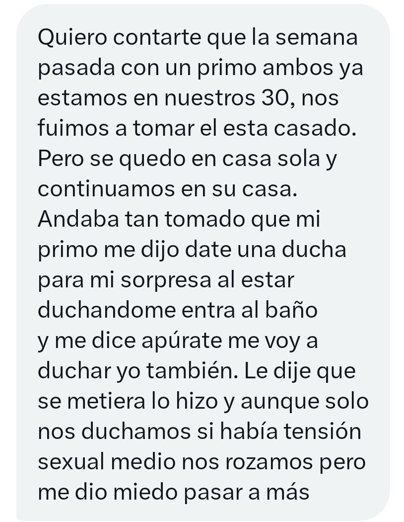 MiMorbosaMente's tweet photo. Un relato anónimo de un seguidor... nos quedamos con ganas de más detalles ¿verdad?
¿Ya han hecho algo con un primo?
#morbo #morbosv @relatogay #Confesion https://t.co/vDxT7kRUNi