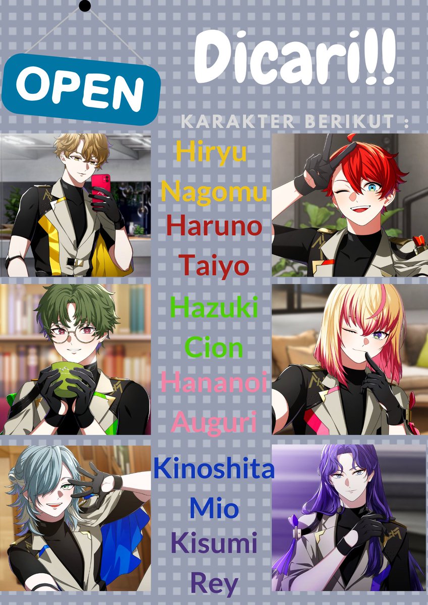 [𝐎𝐩𝐞𝐧 𝐑𝐞𝐜𝐫𝐮𝐢𝐭𝐦𝐞𝐧𝐭]

Selamat siang semuanya. Kali ini akun VSA RP sedang melakukan perekrutan karakter berikut. Bila ada yang merasa tertarik ingin memerankan karakter berikut, silahkan DM akun ini.

👇👇👇