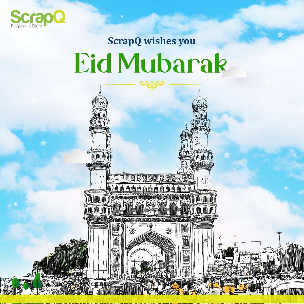 ScrapQ_recycle's tweet photo. Team ScrapQ wishes you all a very Happy Eid! 

May the divine blessings touch every aspect of your life and make it blissful. 

#ScrapQ #Eid #EidMubarak #Eid2023 #Hyderabad #FestivalofIndia #Vizag https://t.co/ZQTdJfAVmb