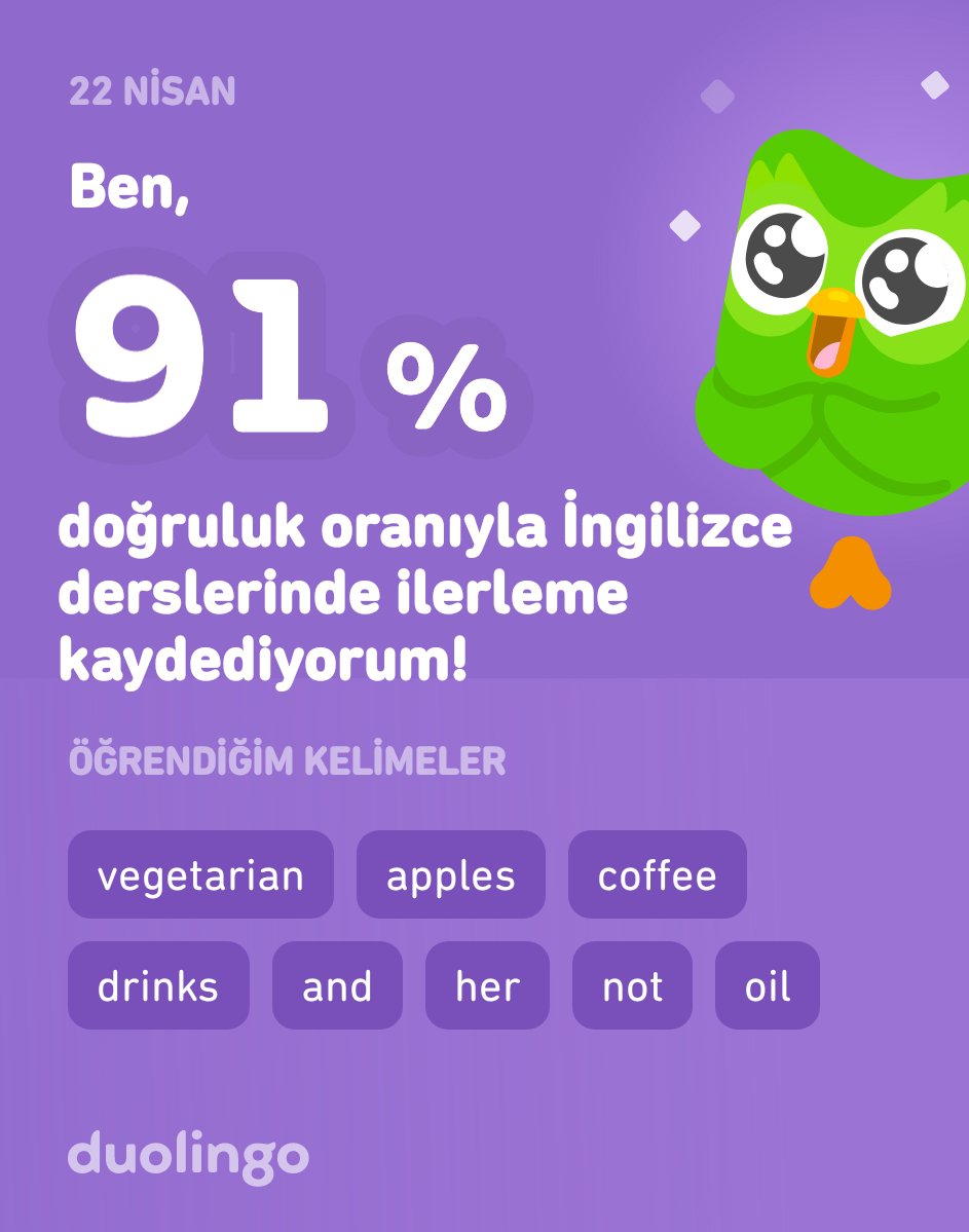 Duolingo'da İngilizce öğreniyorum! Duolingo hem etkili hem eğlenceli hem de ücretsiz.