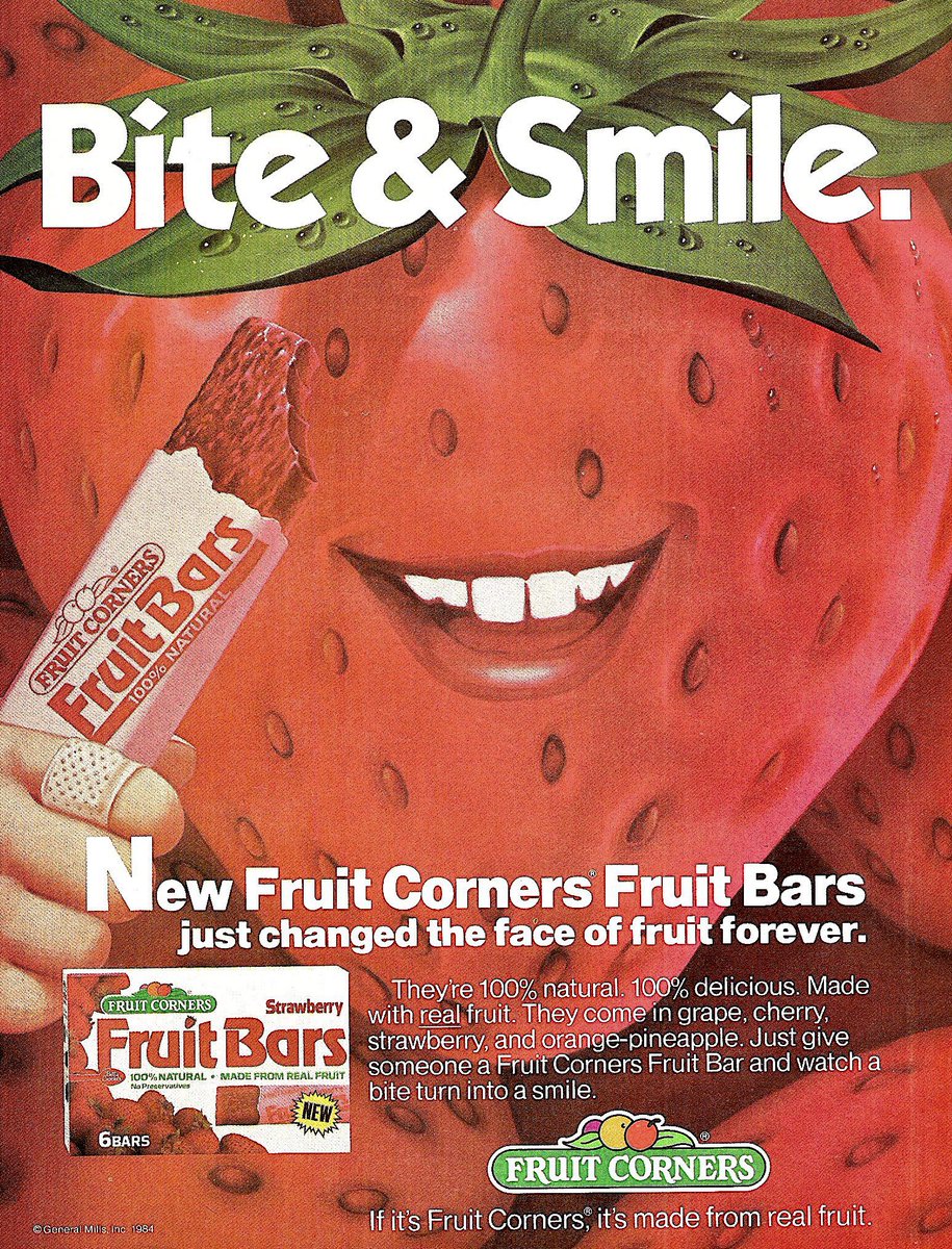 RetroNewsNow on Twitter "🍓New Fruit Corners Fruit Bars (1984)"