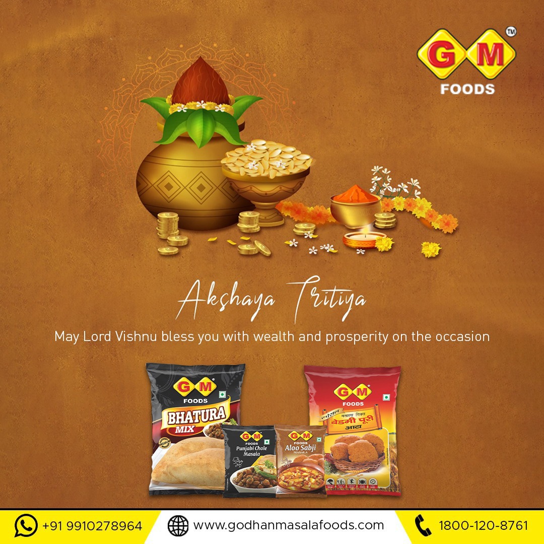 godhanmasala's tweet photo. "This Akshaya Tritiya, let's welcome wealth and prosperity into our lives. Happy Akshaya Tritiya from Gm Godhan Masala Foods Pvt Ltd !"
#AkshayTritiya2023 #AkshayaTritiya #festivalseason2023 #gmfoods #gmfoodsproducts https://t.co/b85SfmL1RQ