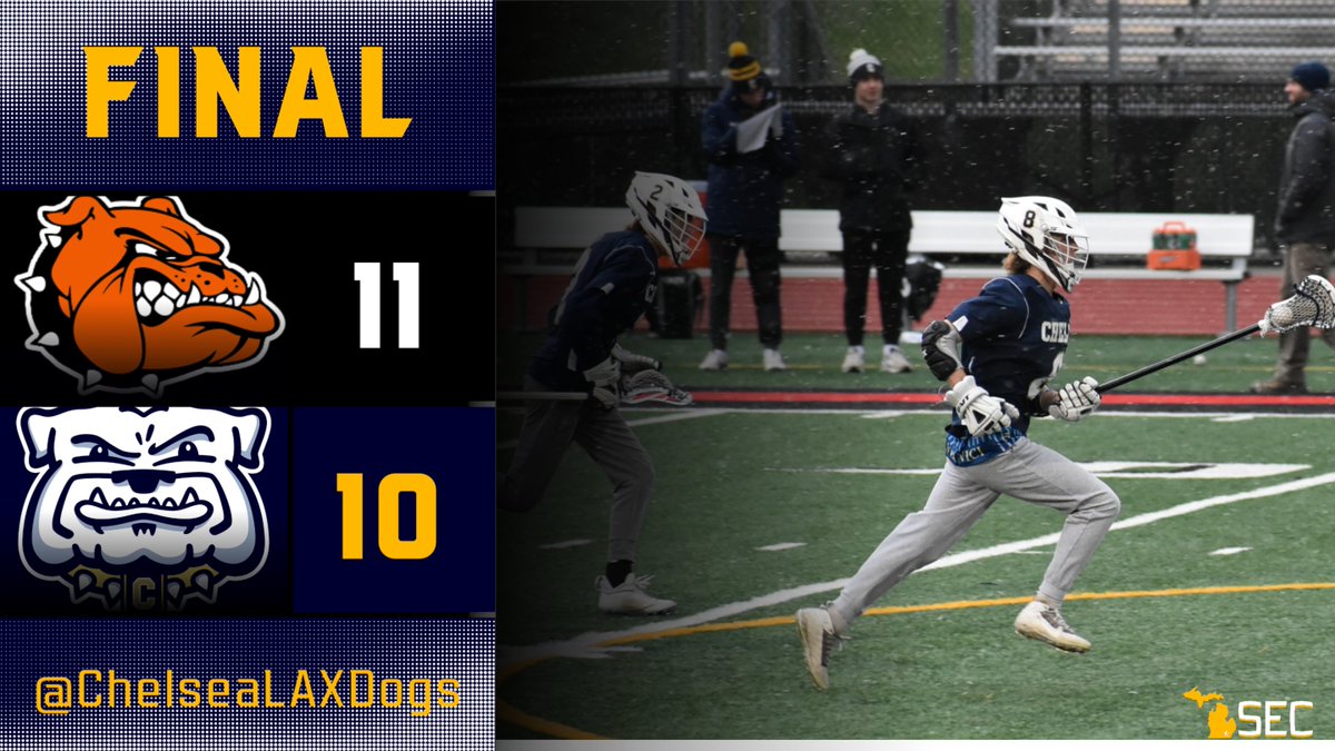 ChelseaLAXDogs's tweet photo. Great lacrosse game tonight. But we couldn’t pull off the win for the Bulldog Showdown. Lost 10-11 in double overtime. Good job boys. Way to stay in the game. Monday we hit the road to take on the Tecumseh Indians again. https://t.co/RyRer56Dyq