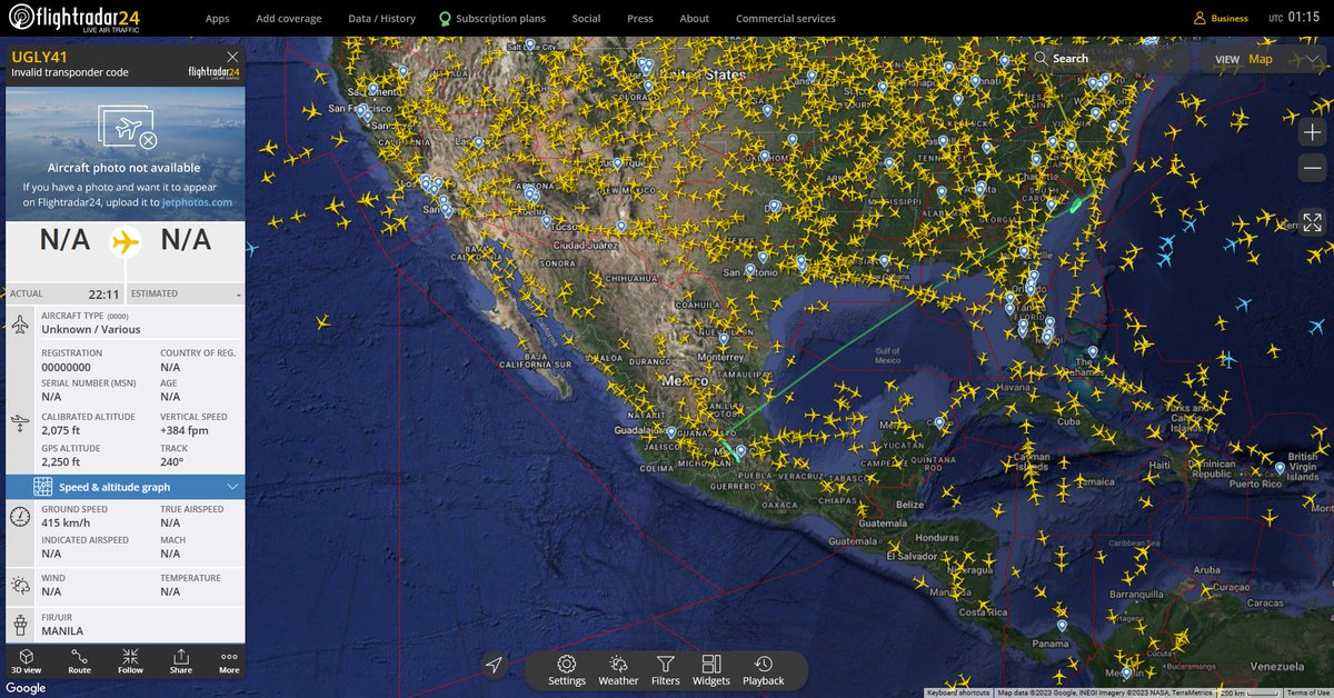 MillersHangOut's tweet photo. Wooow .. what a flight Ugly41..
#flightradar24 #longflight https://t.co/0iMpT3fSxV