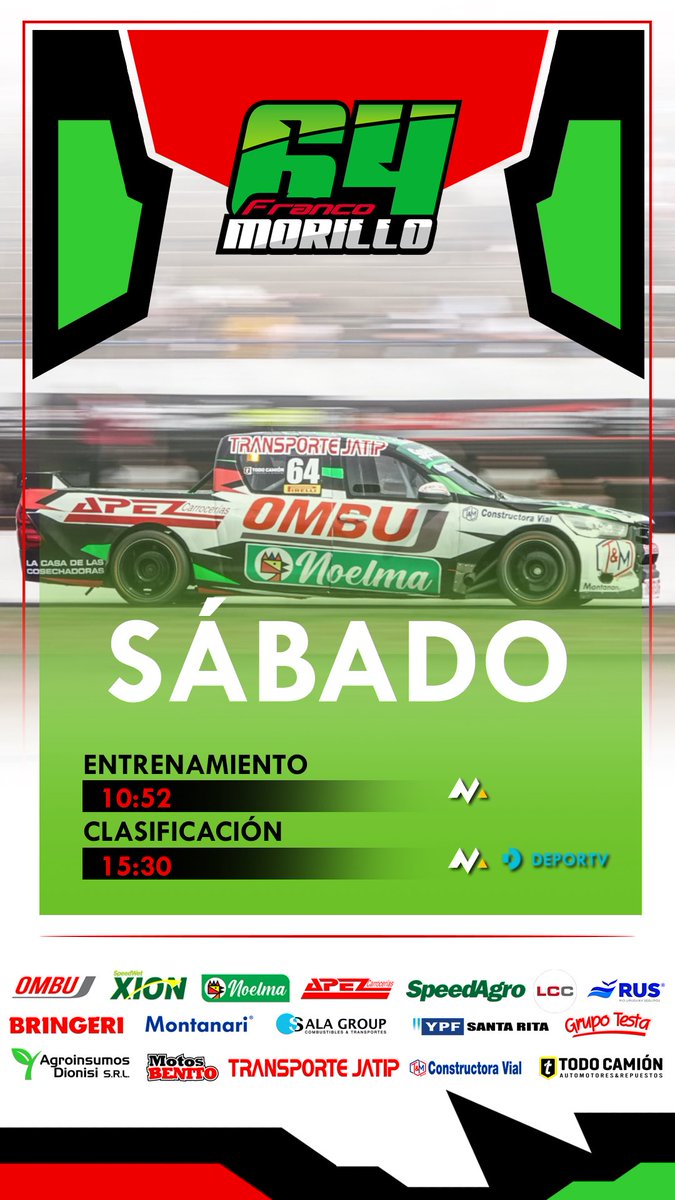 MorilloFranco64's tweet photo. #TCPickUP ¡Tercera del año con las chatas!

⏰ ¡Estos son los horarios del fin de semana!

🖥️ Podrán seguir toda la actividad en pista a través de @motorplaytv , @canaldeportv y la @TV_Publica !

-
-

📱 @MTintegral | 📸 @TCLAREVISTA https://t.co/QCdb1qGbpf