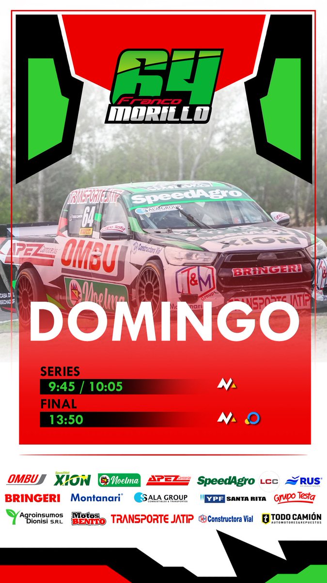 MorilloFranco64's tweet photo. #TCPickUP ¡Tercera del año con las chatas!

⏰ ¡Estos son los horarios del fin de semana!

🖥️ Podrán seguir toda la actividad en pista a través de @motorplaytv , @canaldeportv y la @TV_Publica !

-
-

📱 @MTintegral | 📸 @TCLAREVISTA https://t.co/QCdb1qGbpf