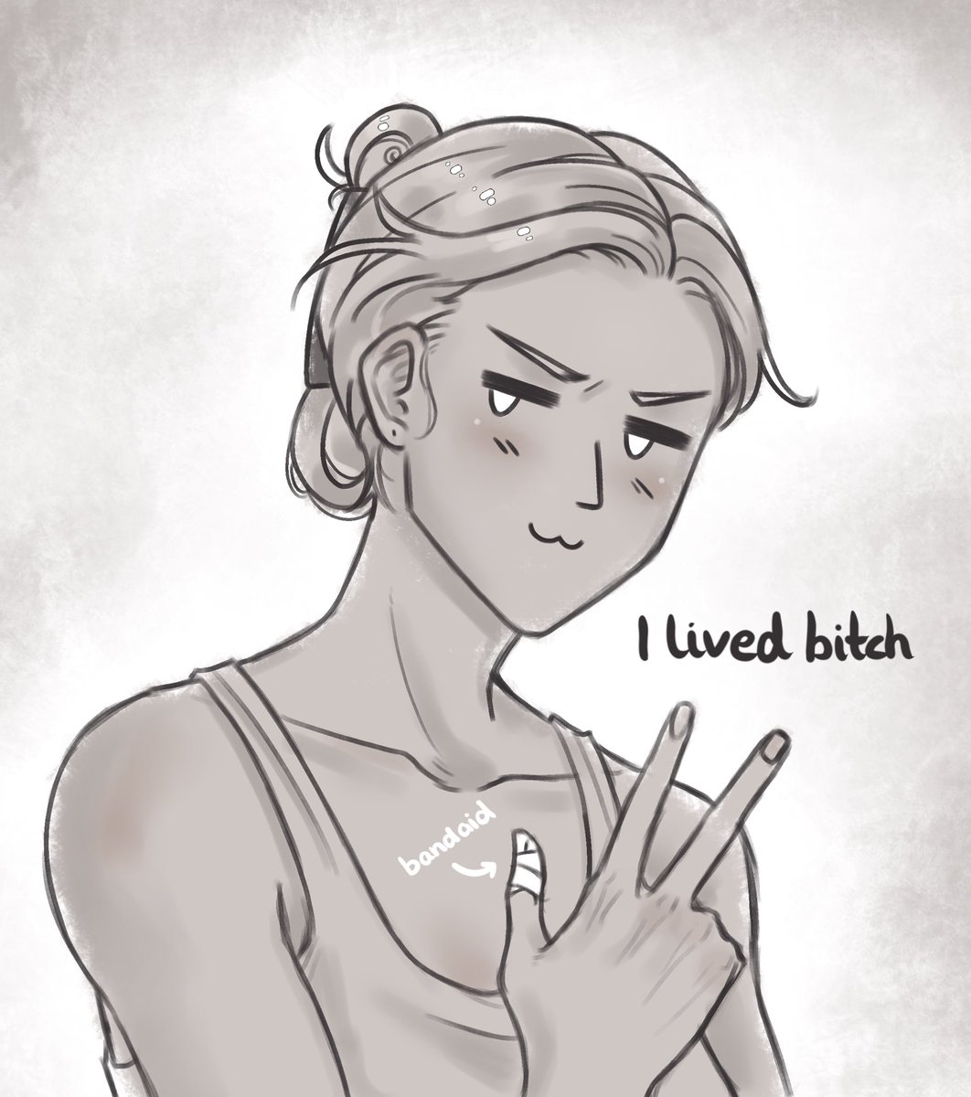 HoneyPvmpkin's tweet image. [Self portrait] Will  probably be the first and last time I attempt to draw myself with all my moles 😭 I have more than I can count-
Also: Rest in peace my nail, but turns out the injury wasn’t as bad as I’d thought it to be!